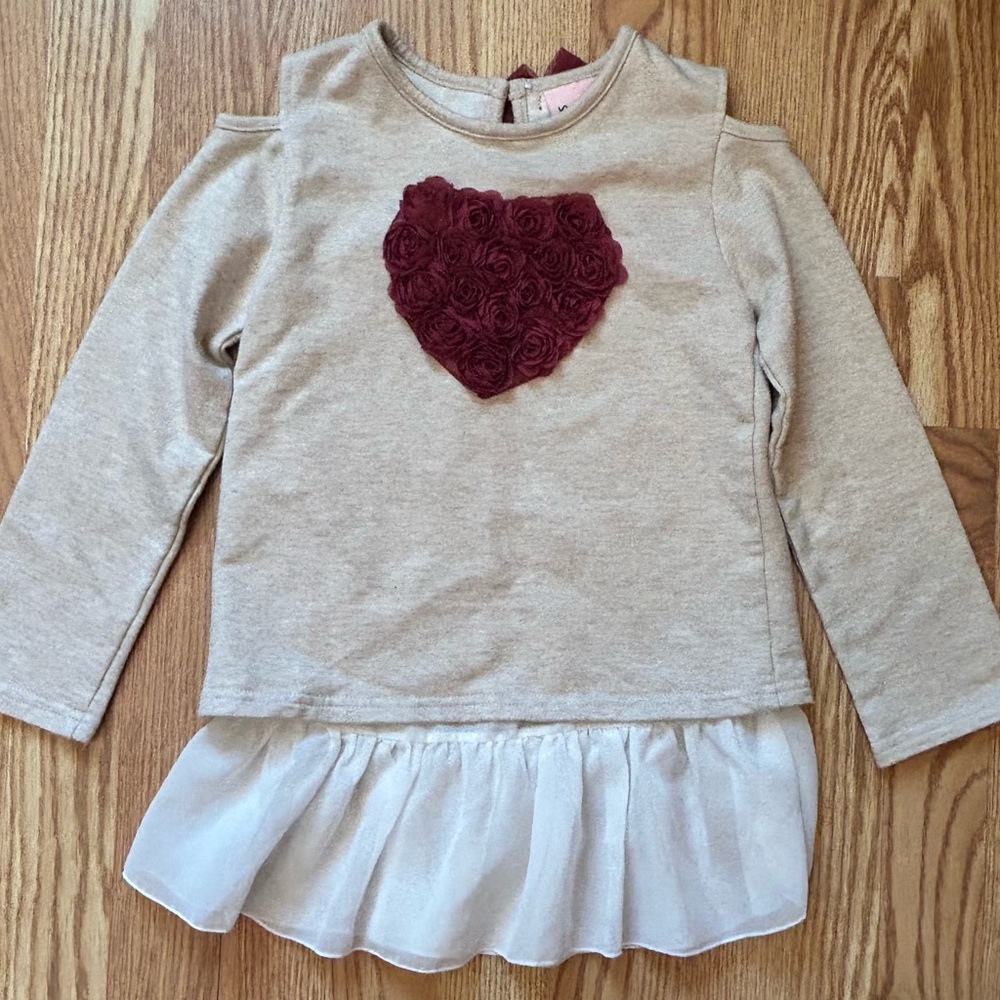 Little Lass Girls Beige Cold Shoulder Dress size 6X